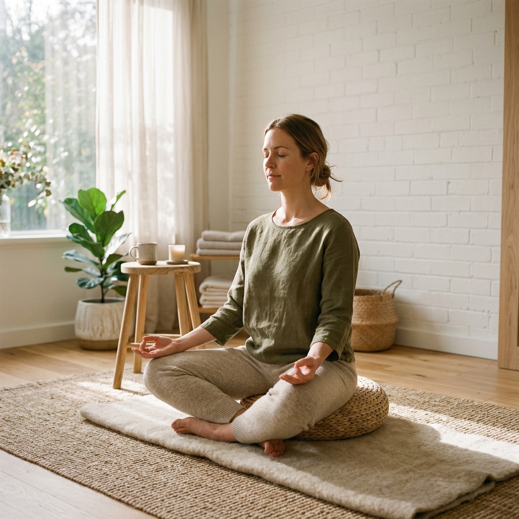 Person breathing calmly