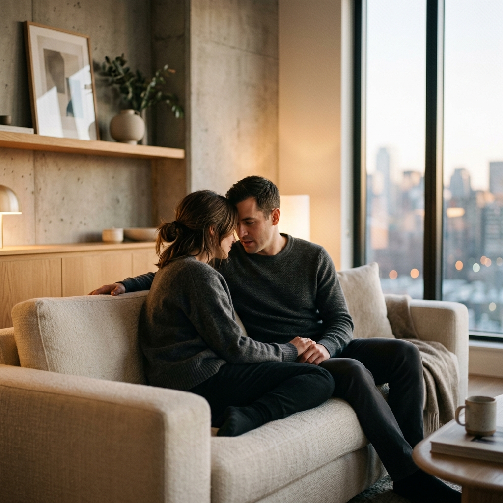 Couple having meaningful conversation